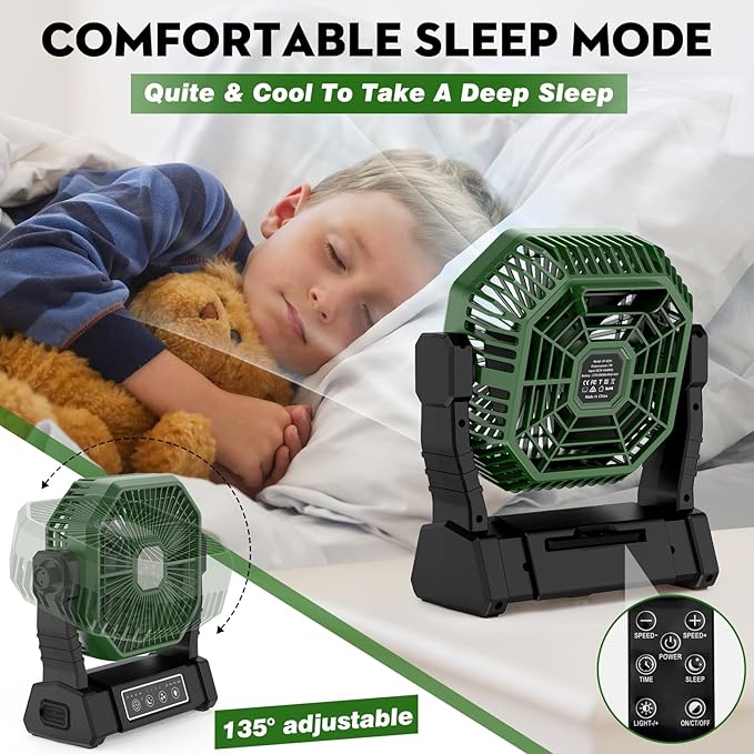 Ventilatore da campeggio USB con luce e telecomando